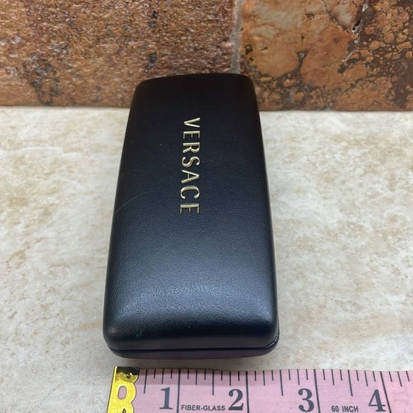 Versace Hard Shell Case Glasses Sunglasses Eyeglasses Black Gold Tone - Picture 9 of 10